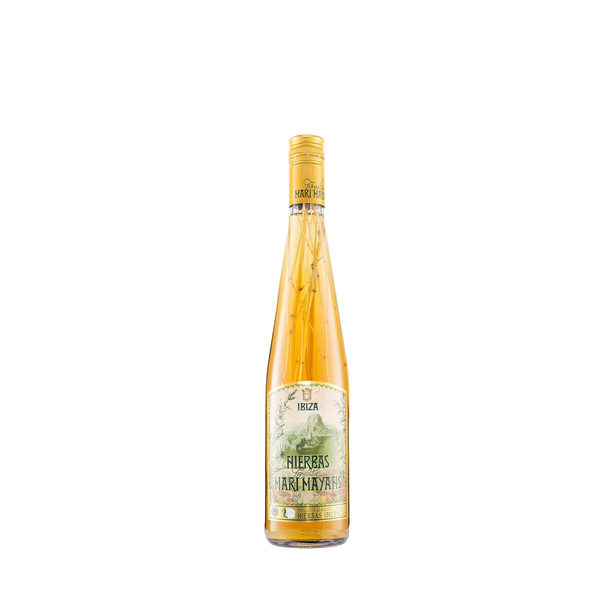 Botella de Hierbas Ibicencas con rama en maceración de 70 cl